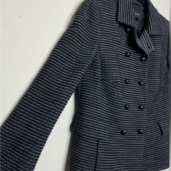 AKRIS Wool Blazer Jacket Striped Black Gray Preppy Layering Business Winter 12 - Picture 10 of 11